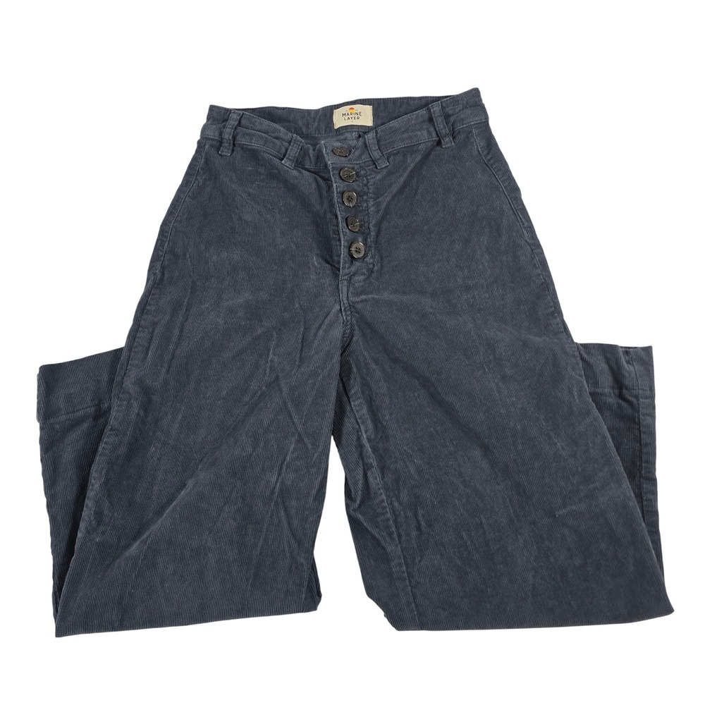 Marine Layer Womens Navy Blue Corduroy Wide Leg Button Fly Pants Size 6‎ 15334